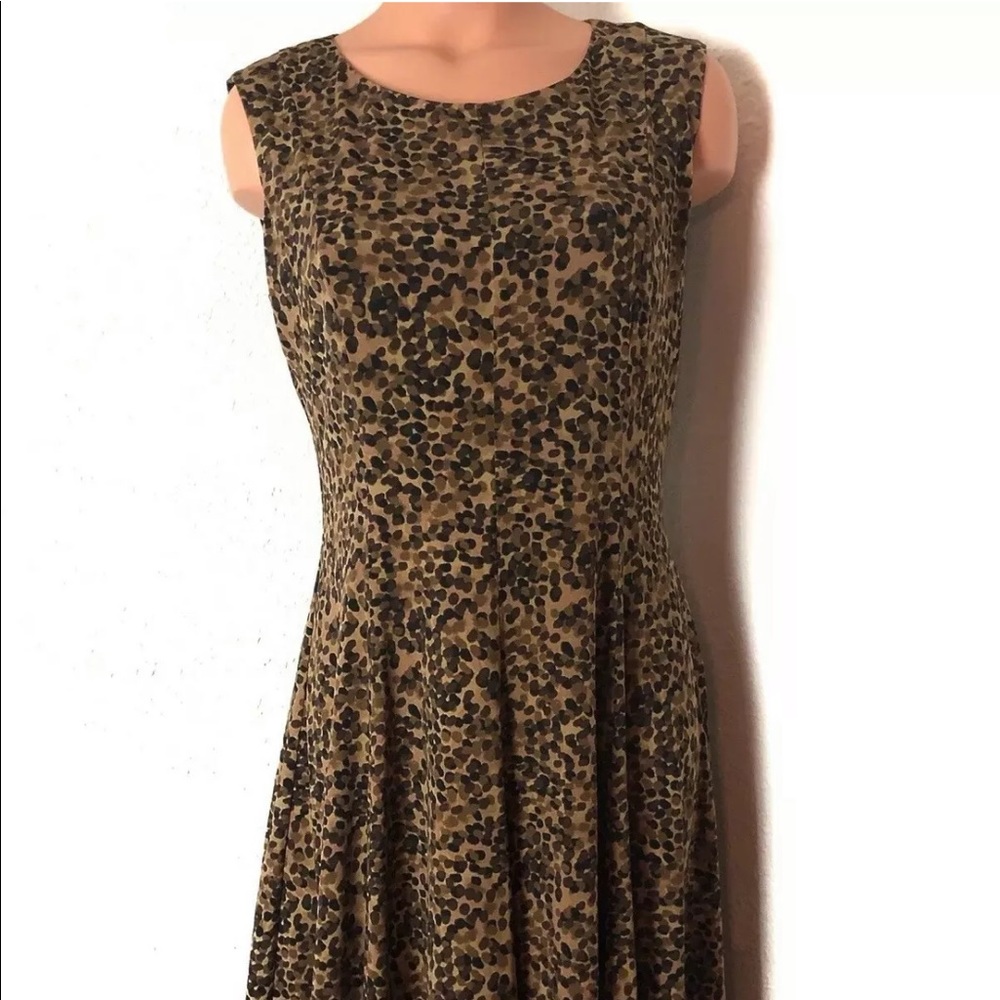 Christopher & Banks Brown Dotted Dress Sleeveless